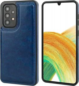 img 3 attached to Samsung Galaxy A33 Wallet Case With Card Holder - ONETOP PU Leather Cover With Kickstand, Card Slots, Double Magnetic Clasp And Shockproof Protection For 5G 6.4 Inch (Blue)