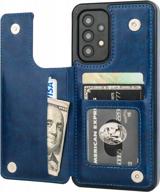 samsung galaxy a33 wallet case with card holder - onetop pu leather cover with kickstand, card slots, double magnetic clasp and shockproof protection for 5g 6.4 inch (blue) logo