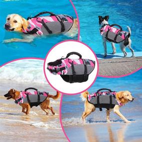 img 3 attached to 🐶 Camo Dog Life Jacket: Adjustable Pet Safety Vest for Swimming, Surfing, and Kayaking - Reflective, Ripstop, and Equipped with Rescue Handle