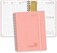 pink vegan leather soft cover 2023 planner with hourly schedule, vertical weekly layout, monthly expense & notes, and inner pocket - 6.5" x 8.5" agenda logo