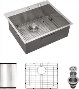 img 4 attached to Upgrade Your Kitchen With GhomeG'S 25" X 22" Topmount Drop-In Sink - Deep Single Bowl, 18 Gauge Stainless Steel, And 2 Holes