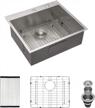 upgrade your kitchen with ghomeg's 25" x 22" topmount drop-in sink - deep single bowl, 18 gauge stainless steel, and 2 holes logo