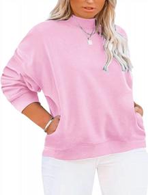 img 4 attached to Women'S Plus Size Mock Turtleneck Sweatshirt Long Sleeve Lightweight Top With Pocket Pullover