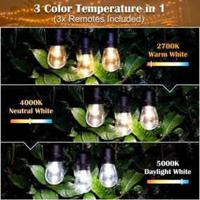 img 3 attached to 🌞 Mlambert 2 Pack 48FT Dimmable Solar String Lights Outdoor - 3-Color in 1, Remote Control Included - Waterproof & Shatterproof LED Bulbs for Café, Yard - Indoor/Outdoor Solar Patio Lights