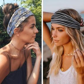 img 2 attached to 🌸 Wide Huachi Boho Headbands for Women - Non Slip Summer Hair Bands for Yoga, Workout, and Women's Hair