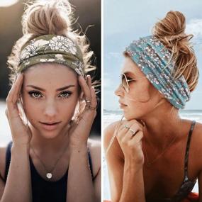 img 1 attached to 🌸 Wide Huachi Boho Headbands for Women - Non Slip Summer Hair Bands for Yoga, Workout, and Women's Hair