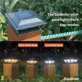 img 2 attached to 2 Pack Siedinlar Solar Post Lights - Outdoor LED Deck Fence Cap Light For 4X4 5X5 6X6 Posts Patio Garden Decoration Warm/Cool White Lighting (Black)