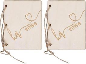 img 4 attached to Fdit 2Pcs Wedding Vows Book Wood Hemp Rope Guestbooks Keepsakes Bridal Shower Gifts Wedding Decoration His And Her(#2)