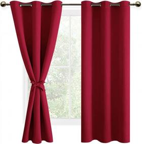 img 4 attached to Enhance Your Privacy And Comfort With DWCN Red Blackout Curtains - Insulated Thermal Protection And Tiebacks Included - Perfect For Living Room And Bedroom, 42 X 63 Inch Size, Set Of 2 Panels