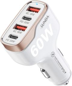 img 4 attached to 🔌 SUNDA 60W USB C Fast Car Charger, 4-Ports Car Charger Adapter, Dual Type C PD30W/PPS30W Compatible with iPhone 13/12 Pro/Max/11/iPad Pro/Galaxy/SamsungS22, Dual USB-A 18W QC3.0 for Android - Improved SEO