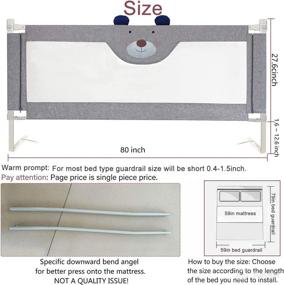 img 3 attached to SYOO SINGYOO Bed Rails for Toddlers: Upgraded Extra Long Bed Guardrail with Cute Bear Design - Fits Twin, Queen, and King Size Mattresses (80(L)*30(H)inch, Buck)