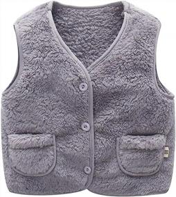 img 4 attached to 🧥 Stylish Unisex Baby Girls Boys Faux Fur Sleeveless Vest Coat Lightweight V-Neck Short Gilet for Toddler