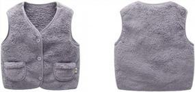 img 3 attached to 🧥 Stylish Unisex Baby Girls Boys Faux Fur Sleeveless Vest Coat Lightweight V-Neck Short Gilet for Toddler