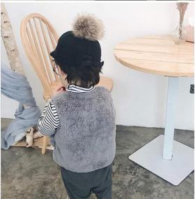 img 2 attached to 🧥 Stylish Unisex Baby Girls Boys Faux Fur Sleeveless Vest Coat Lightweight V-Neck Short Gilet for Toddler