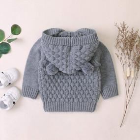 img 2 attached to Unisex Baby Knit Hoody Sweater Jacket With Bear Ears - Grey, 3-6 Months - Hadetoto