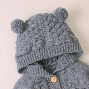 img 1 attached to Unisex Baby Knit Hoody Sweater Jacket With Bear Ears - Grey, 3-6 Months - Hadetoto