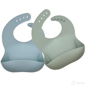 img 4 attached to 🍼 Ginbear Silicone Bibs for Babies: Waterproof Feeding Bibs with Food Catcher Pocket (2 Pack)