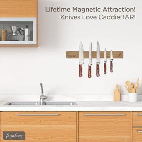 img 2 attached to Franluca 16” Wood Magnetic Knife Strip – Powerful Wall Mounted Kitchen Knife Holder, CaddieBAR Premium Wooden Magnet Rack For Knives.
