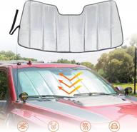 foldable front window sunshade for f150, f250 and f350 super duty 2015-2020 - compatible windshield sun shade for maximum protection logo