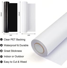img 3 attached to Matte Black And White PET Backing Adhesive Vinyl Rolls - 12"X40Ft For Cricut, Craft Cutters, Scrapbooking, Signs, Car Decals - Durable And Permanent