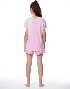 img 1 attached to Girls Cat Pajamas Kids Sleepwear Matching Tee Shirt Loungewear Summer PJs Set 6-16