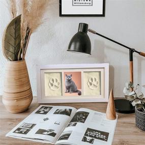 img 3 attached to Pets4Luv Pet Memorial Photo Frame 4x6 with Clay Paw Impression Kit - Keepsake Picture Frame for Dog or Cat Lovers, White/White