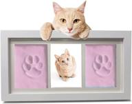 pets4luv pet memorial photo frame 4x6 with clay paw impression kit - keepsake picture frame for dog or cat lovers, white/white logo