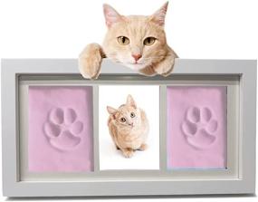 img 4 attached to Pets4Luv Pet Memorial Photo Frame 4x6 with Clay Paw Impression Kit - Keepsake Picture Frame for Dog or Cat Lovers, White/White