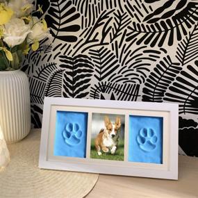 img 1 attached to Pets4Luv Pet Memorial Photo Frame 4x6 with Clay Paw Impression Kit - Keepsake Picture Frame for Dog or Cat Lovers, White/White