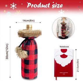 img 3 attached to Festive And Cozy: 4-Pack Of Townshine Christmas Buffalo Plaid Faux Fur Wine Bottle Covers For Xmas Dinner Party Decor