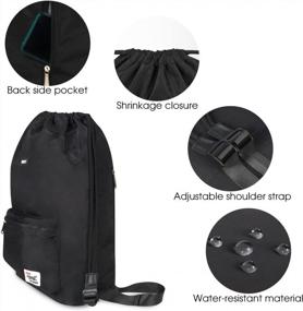 img 1 attached to WANDF Drawstring Backpack - Water Resistant Nylon For Gym, Shopping, Sport & Yoga!