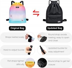 img 3 attached to WANDF Drawstring Backpack - Water Resistant Nylon For Gym, Shopping, Sport & Yoga!