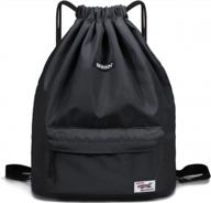 wandf drawstring backpack - water resistant nylon for gym, shopping, sport & yoga! logo