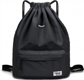 img 4 attached to WANDF Drawstring Backpack - Water Resistant Nylon For Gym, Shopping, Sport & Yoga!