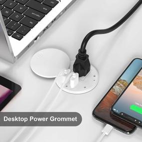 img 1 attached to Desk Power Grommet With USB Outlets - 1 US Standard Outlet & 2 USB Ports, Hidden Outlet For Ikea Desk Cabinet Home Furniture W/ 6.56 FT Extension Cord.