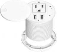 desk power grommet with usb outlets - 1 us standard outlet & 2 usb ports, hidden outlet for ikea desk cabinet home furniture w/ 6.56 ft extension cord. логотип