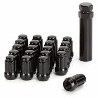 dynofit 1/2x20 wheel lug nuts, 20 x black chrome 1/2''-20 aftermarket lug nut with 1 key, 60 degree conical/cone bulge seat, 6 spline lugnuts 1.38" tall 3/4" hex for 5 lug tuner rims trailer logo