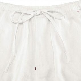 img 1 attached to Мужские мешковатые брюки из хлопка и льна с эластичной резинкой на талии и кулиской | Пляжные брюки с карманами