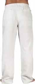 img 3 attached to Мужские мешковатые брюки из хлопка и льна с эластичной резинкой на талии и кулиской | Пляжные брюки с карманами