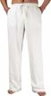 men's cotton linen baggy lounge pants w/ elastic waist & drawstring | beach trousers with pockets logo