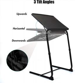 img 2 attached to Регулируемый столик для телевизора для еды, складной стол для ноутбука с разной высотой и углом наклона - Sandinrayli (набор из 2 шт.)