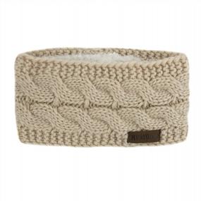img 4 attached to Beige Muryobao Women'S Winter Warm Fleece-Lined Cable Knit Headband Ear Warmer