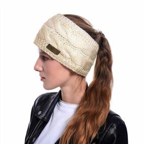 img 1 attached to Beige Muryobao Women'S Winter Warm Fleece-Lined Cable Knit Headband Ear Warmer