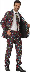 img 2 attached to Stand Out In Style With EraSpooky Colorful Hearts Print Lover Suit For Men: Jacket, Pants, And Tie Set