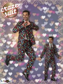 img 3 attached to Stand Out In Style With EraSpooky Colorful Hearts Print Lover Suit For Men: Jacket, Pants, And Tie Set