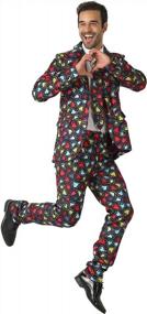 img 1 attached to Stand Out In Style With EraSpooky Colorful Hearts Print Lover Suit For Men: Jacket, Pants, And Tie Set
