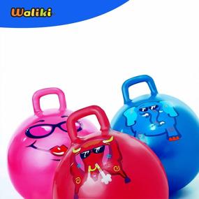 img 1 attached to WALIKI Toys Детский мяч для прыжков с ручками - Надувной мяч для сидения и прыжков - Мяч хиппити-хоп, Кенгуру-вышибала, Мяч для прыжков - Насос в комплекте - Красный - Возраст 3-6 (18 дюймов / 45 см)