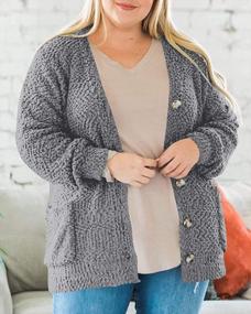 img 2 attached to Stay Warm And Stylish With SySea'S Plus Size Fuzzy Popcorn Cardigan