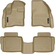 🚗 husky liners weatherbeater series, front & 2nd seat floor liners - tan, 98703, compatible with 2010-2019 ford taurus, 3-piece set logo