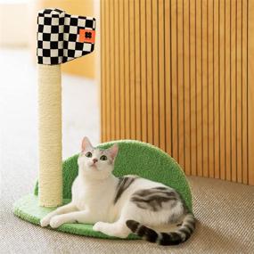 img 3 attached to 🐱 MEWOOFUN Golf Style Cat Scratching Post with Interactive Ball Toy - 19.5" Tall Premium Sisal Post for Indoor Cats